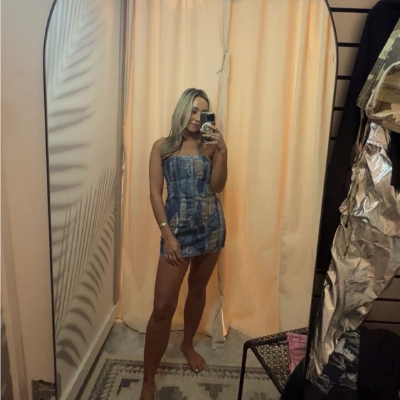 Jaded London Zion Mini Dress Lace Up Corset Mesh Denim UK 10 US 6 SMALL - Picture 11 of 12